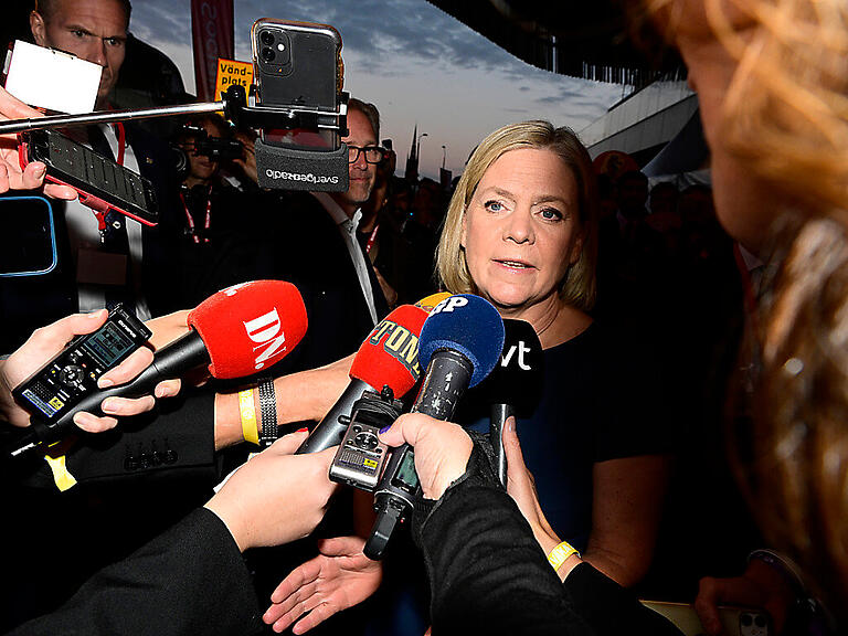 dpatopbilder - Magdalena Andersson, Ministerpräsidentin von Schweden, am Wahltag. Foto: Jonas Ekströmer/TT News Agency/AP/dpa