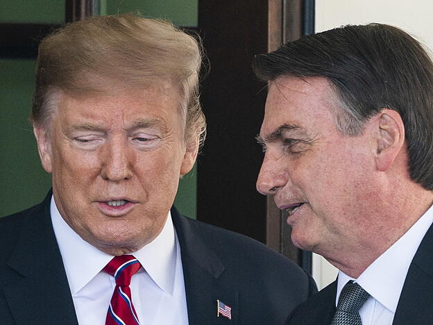 Der Bewunderer und sein Vorbild: Brasiliens Präsident Bolsonaro (rechts) bei seinem Gastgeber Trump vor dem Weissen Haus in Washington.