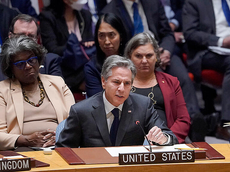 Antony Blinken, Außenminister der USA, spricht während einer Sitzung des Sicherheitsrates im Hauptquartier der Vereinten Nationen. Foto: Mary Altaffer/AP/dpa